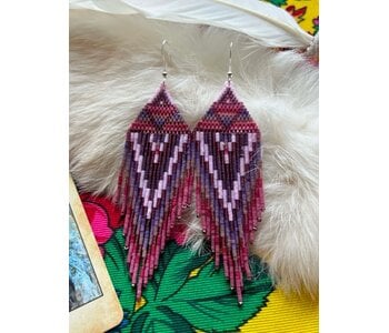 Large Fringe beaded Earrings by Little Spark Cree-ations