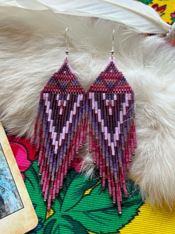 Large Fringe beaded Earrings by Little Spark Cree-ations