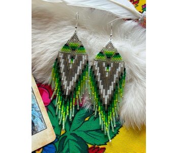 Large Fringe beaded Earrings by Little Spark Cree-ations