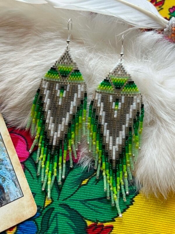 Large Fringe beaded Earrings by Little Spark Cree-ations