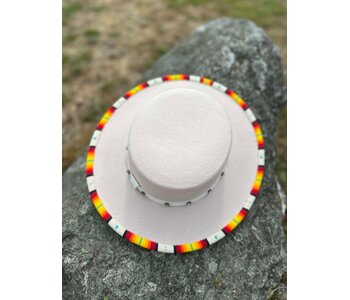 Hand Beaded Tan Hat by Rosalie Giroux