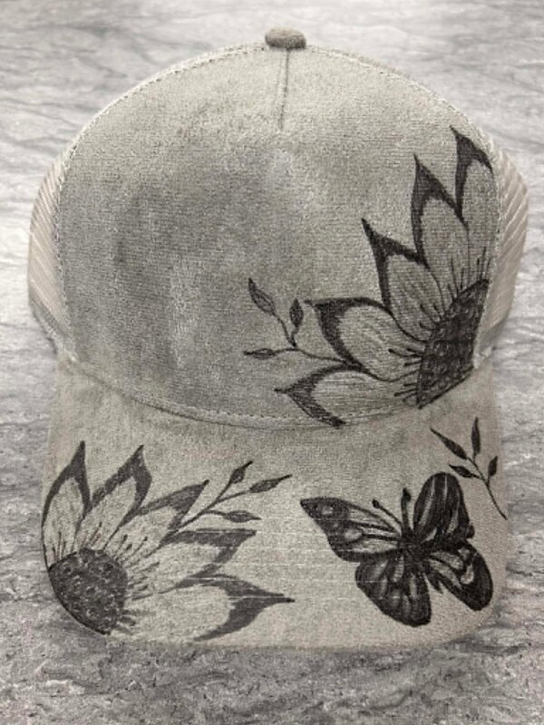 Ball cap with Burnt design Butterfly by Stacey Smith