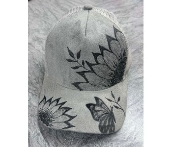 Ball cap with Burnt design Butterfly by Stacey Smith (sideview)