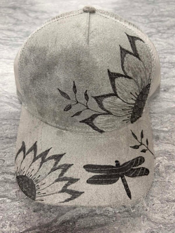 Ball cap with Burnt design Dragonfly by Stacey Smith