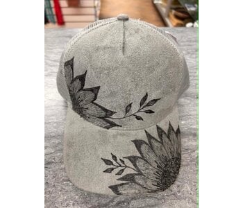 Ball cap with Burnt design Sunflower by Stacey Smith