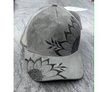 Ball cap with Burnt design Sunflower (1) by Stacey Smith