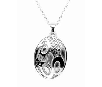 Hand Crafted  25mm Silver Pendant - Wolf by Ivan Thomas