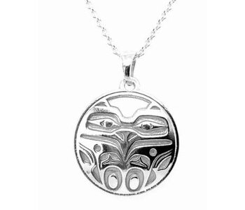 Hand Crafted  20mm Round Silver Pendant - Eagle by Ivan Thomas