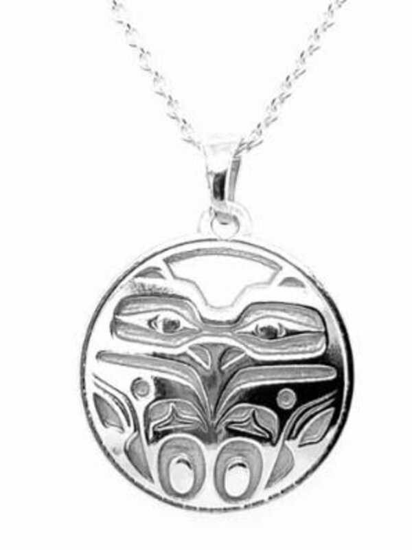 Hand Crafted  20mm Round Silver Pendant - Eagle by Ivan Thomas