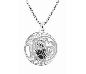 Hand Crafted  20mm Round Silver Pendant - Moon by Ivan Thomas