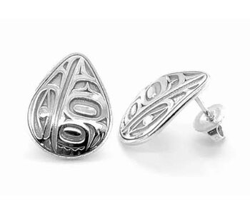 Hand Crafted  17mm Silver Stud Earrings - Raven by Ivan Thomas