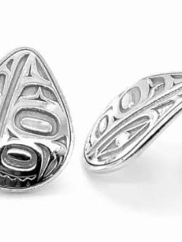 Hand Crafted  17mm Silver Stud Earrings - Raven by Ivan Thomas