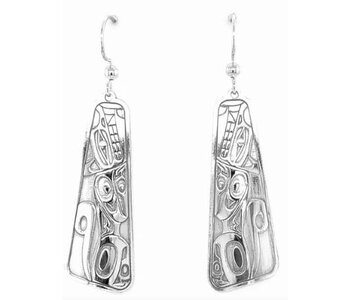 Hand Crafted  32mm Triangle Earrings - Wolf by Ivan Thomas