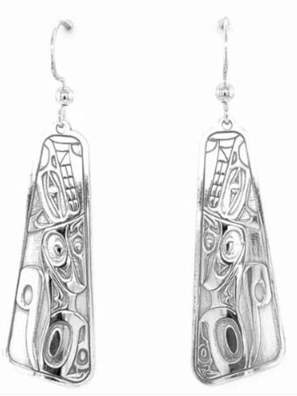 Hand Crafted  32mm Triangle Earrings - Wolf by Ivan Thomas