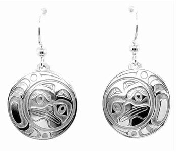 Hand Crafted  15mm Round Earrings - Moon by Ivan Thomas