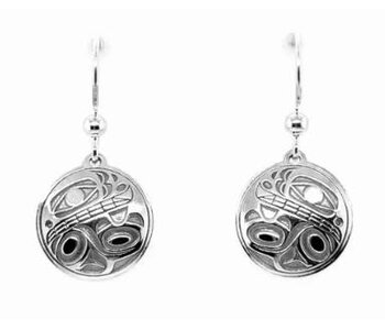 Hand Crafted  15mm Round Earrings - Orca by Ivan Thomas