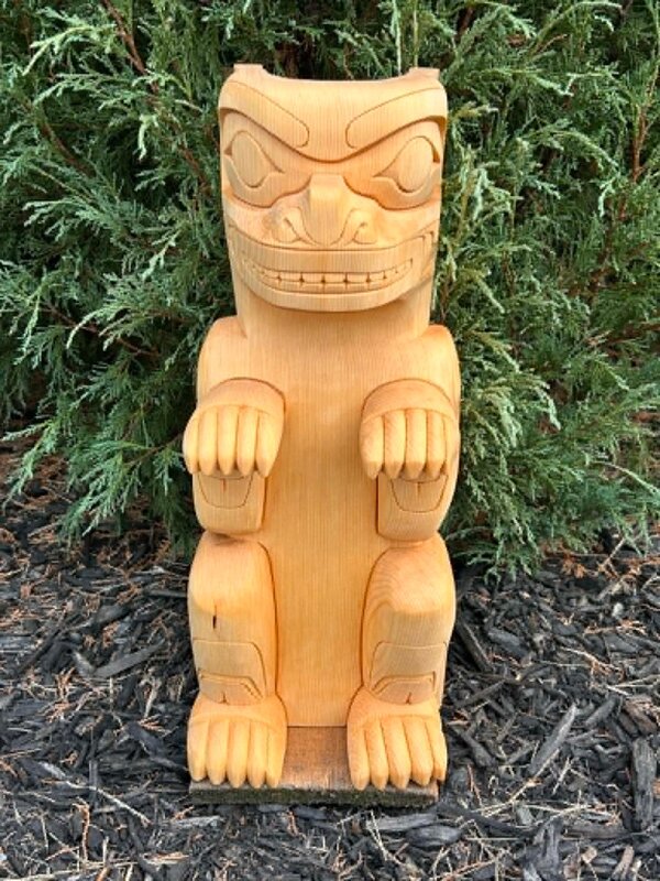 Hand Carved Standing Bear Totem by Eric Baker
