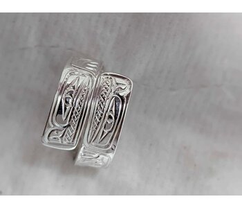 Hand Carved Silver Wrap Ring with Double Eagle  by Richard Lang