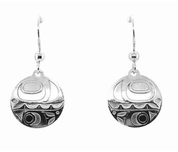 Hand Crafted  15mm Round Earrings - Orca by Ivan Thomas