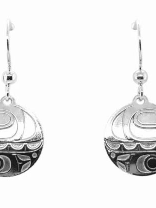 Hand Crafted  15mm Round Earrings - Orca by Ivan Thomas