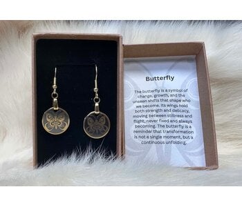 1.25" Butterfly Earrings (gold tone ) by Raven Wolden