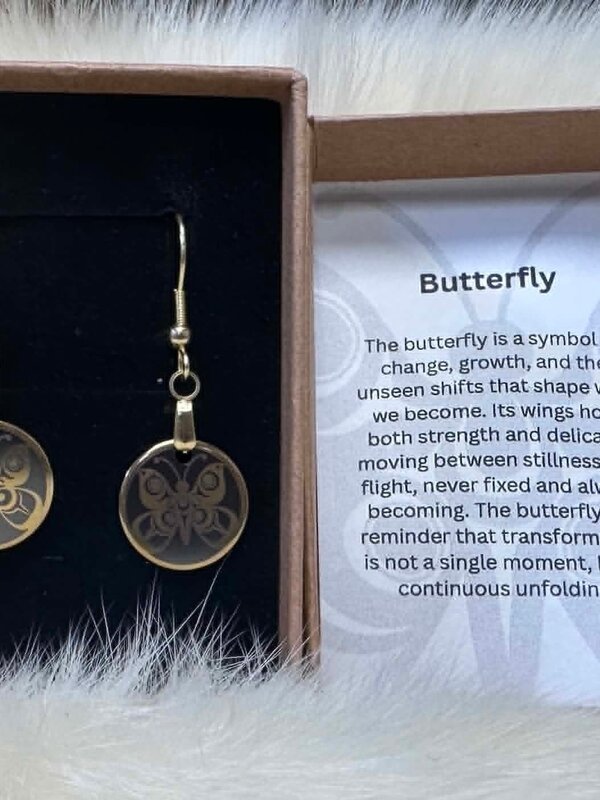 1.25" Butterfly Earrings (gold tone ) by Raven Wolden