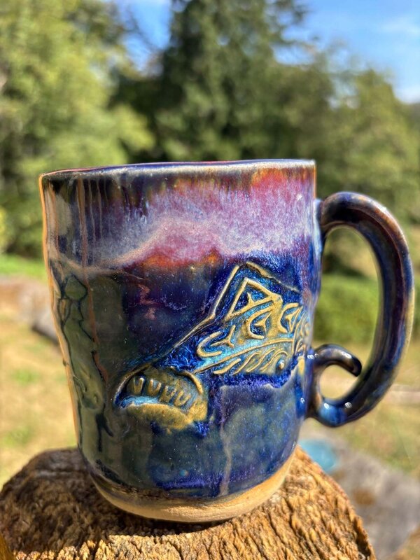 Pottery by Cynthia Robinson - 16 oz Mug with Salmon