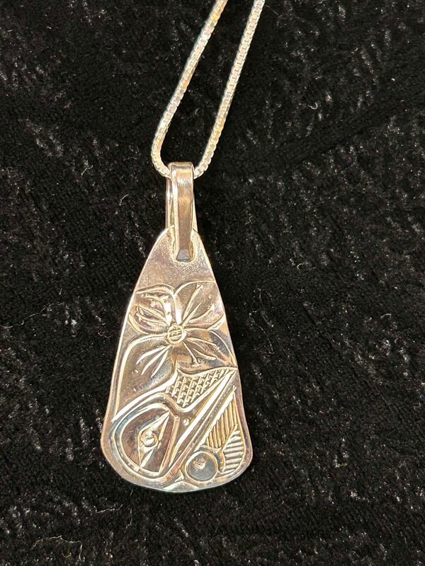 Hand Carved Silver Hummingbird Pendant by Richard Lang