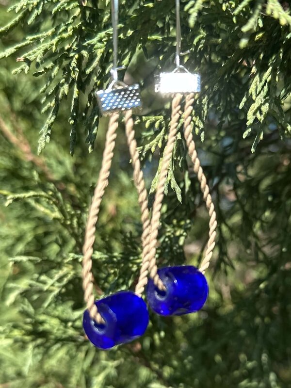 Trade Bead on Seagrass Earrings by Johnathan Whonnock