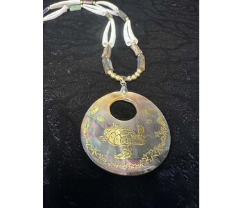 Dentalium Shell w/ turtle embossed Abalone shell by Johnathan Whonnock