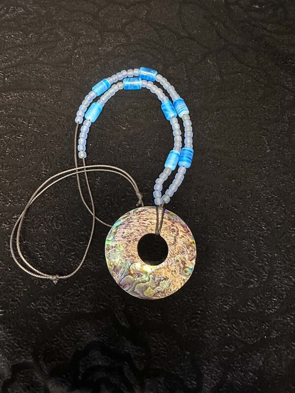 Beaded necklace w/ Abalone shell by Johnathan Whonnock