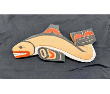 Hand Carved Wall Plaque -Whale (L) by Eric Baker