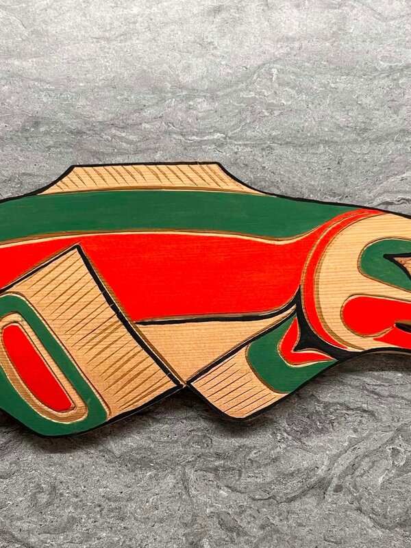 Hand Carved Wall Plaque -Salmon by Eric Baker