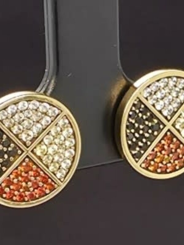 Brass Medicine Wheel Faceted Stone Stud Earrings by Jadeon Rathgeber