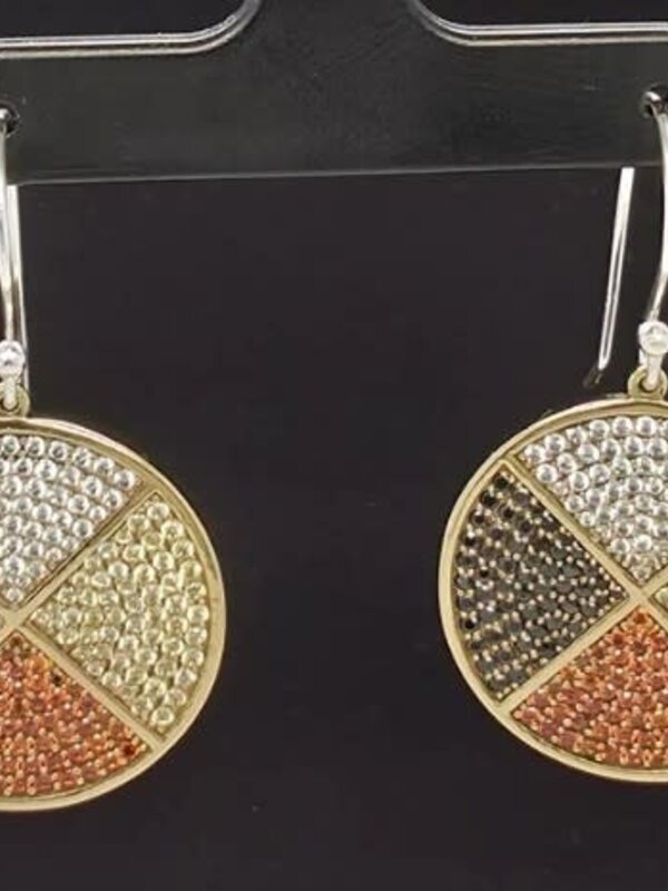 Brass Medicine Wheel Faceted Earrings by Jadeon Rathgeber
