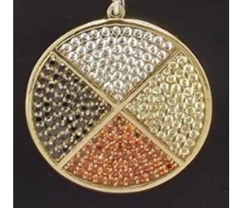 Brass Medicine Wheel Faceted Stone Pin by Jadeon Rathgeber