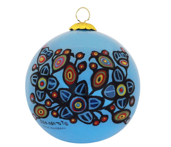 Glass Ornament  Flowers and Birds by Norval Morrisseau