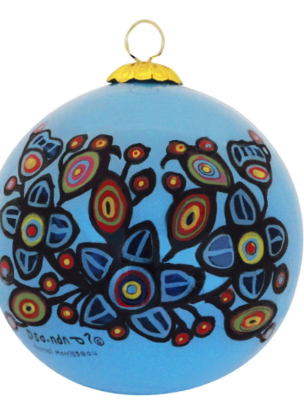Glass Ornament  Flowers and Birds by Norval Morrisseau