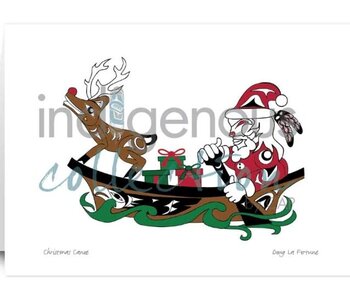 Christmas Canoe Art Card 5x7 by Doug La Fortune