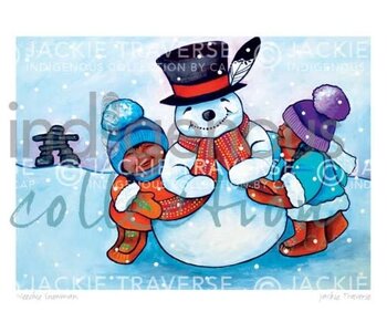 Neechie Snowman Art Card 5x7 by Jackie Traverse