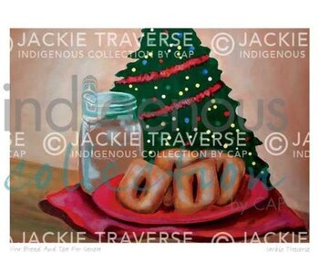 Fry Bread and Tea For Santa Art Card 5x7 by Jackie Traverse