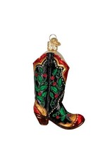 Old World Christmas Holly Berry Cowboy Boot Ornament