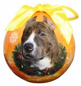 E&S Pets Brindle & White Pit Bull Ball Ornament