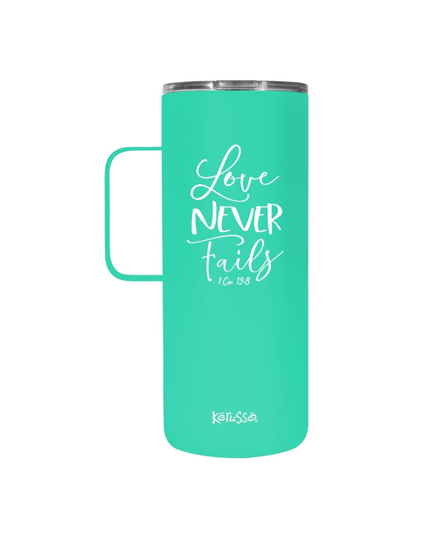 Kerusso "Love Never Fails" Steel Handled Mug