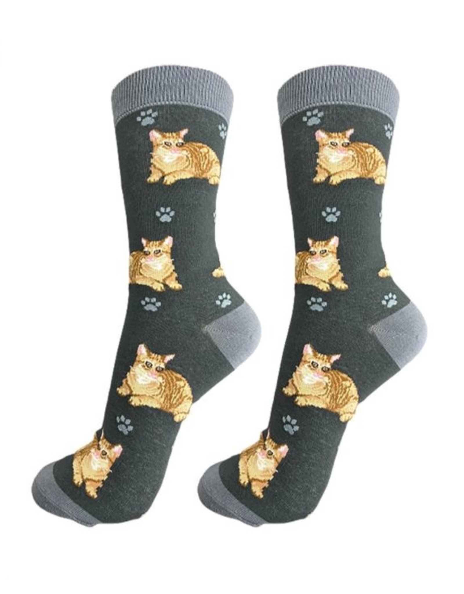 E&S Pets Full Orange Tabby Cat Socks