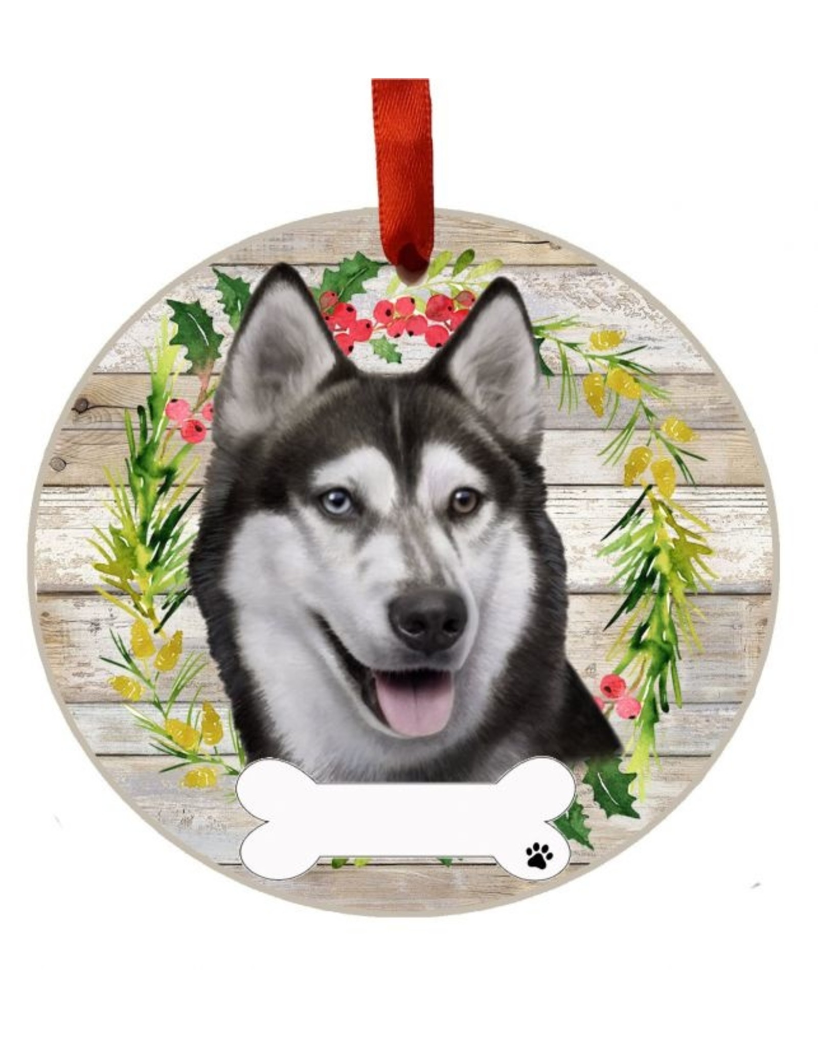 E&S Pets Siberian Husky Wreath Ornament