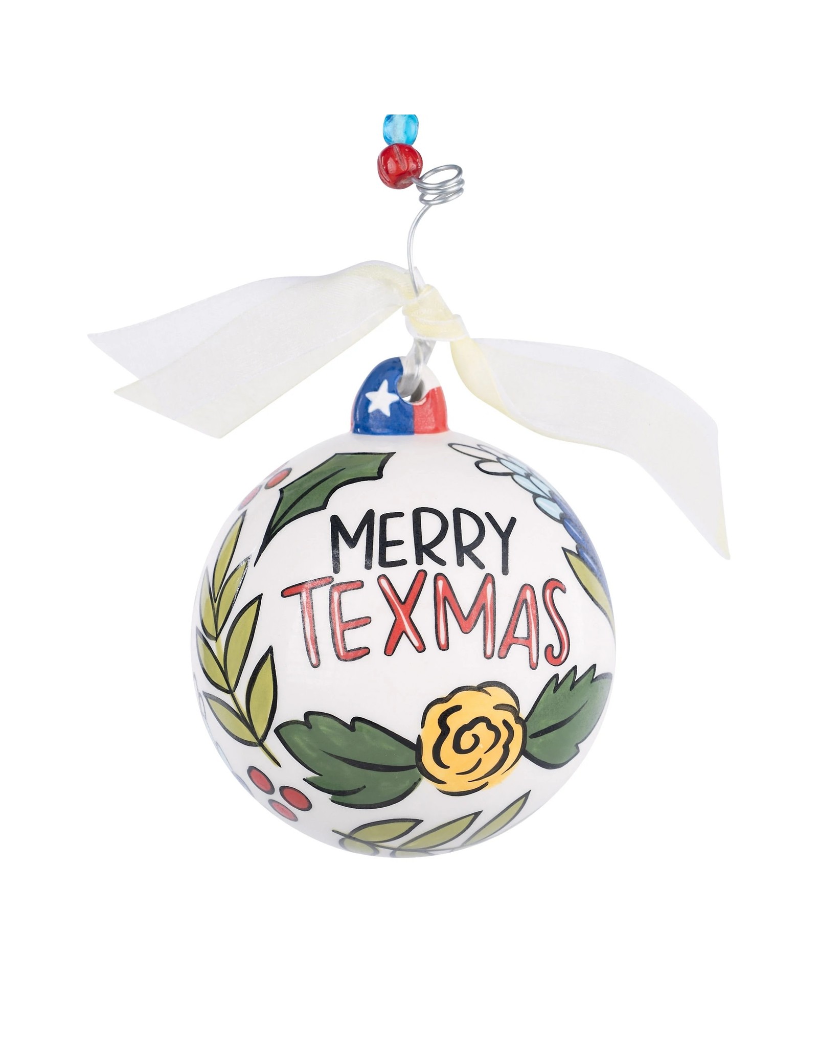 Glory Haus "Merry Texmas" Yellow Rose  Ornament