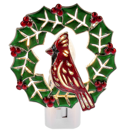 Ganz Holiday Wreath with Cardinal Night Light