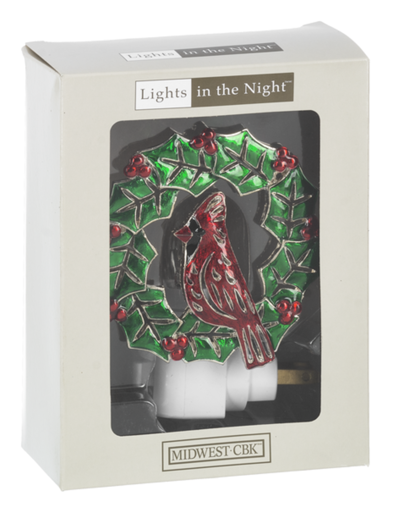 Ganz Holiday Wreath with Cardinal Night Light