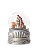 Roman Silver Holy Family Snow Globe - Musical